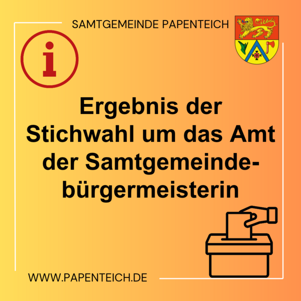 Bild vergr&ouml;&szlig;ern: Ergebnis der Stichwahl um das Amt der Samtgemeindeb�rgermeisterin
