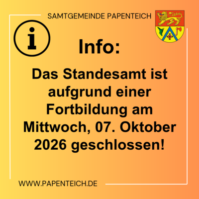 Standesamt geschlossen 07.10.